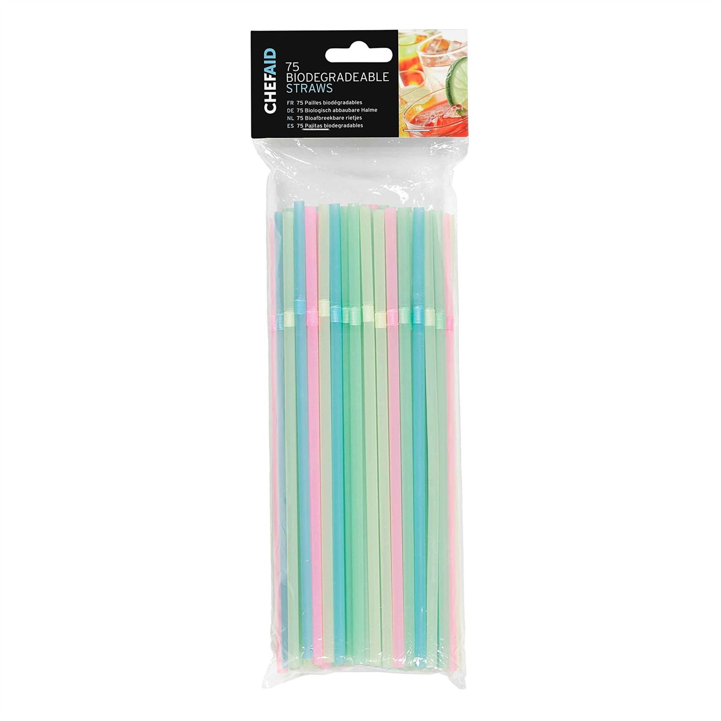 Chef Aid Biodegradable Straws - Assorted Colours - Choose Desired Quantity