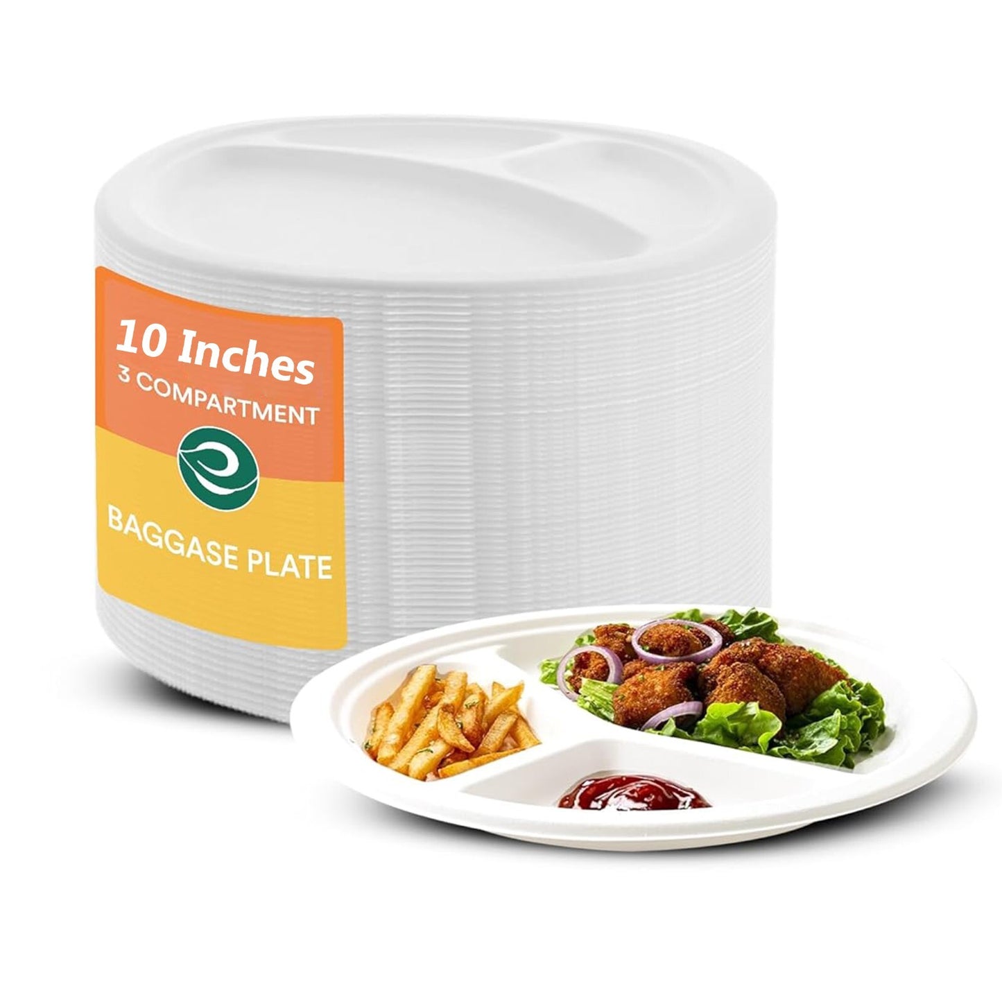 Bagasse Plates White Food Disposable Party Paper Biodegradable 100% Compostable
