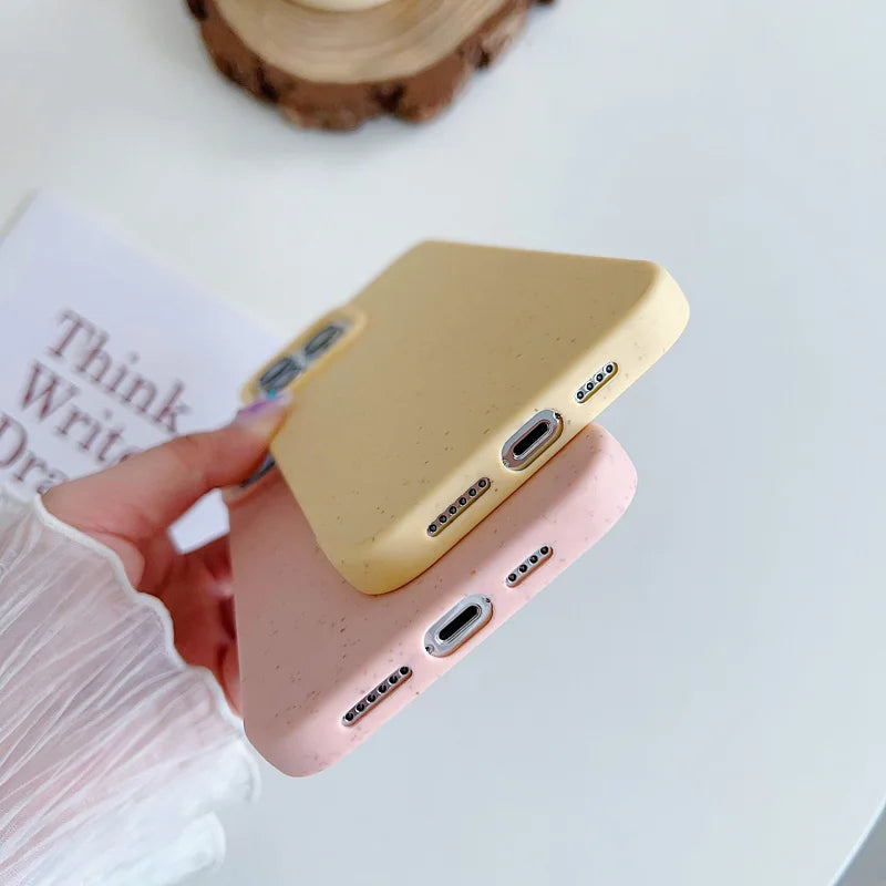 Environmentally Friendly and Biodegradable Wheat Phone Case for Iphone 16 15 14 13 11 12 Pro Max 17Air Soft Cover