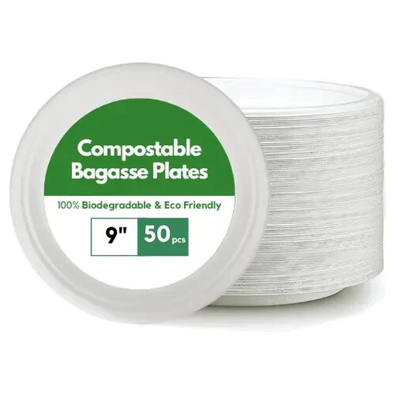 Super Rigid Strong Bagasse Paper Plates Disposable Party Plates Biodegradable
