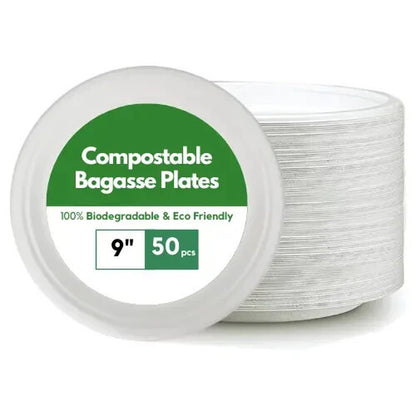 Super Rigid Strong Bagasse Paper Plates Disposable Party Plates Biodegradable
