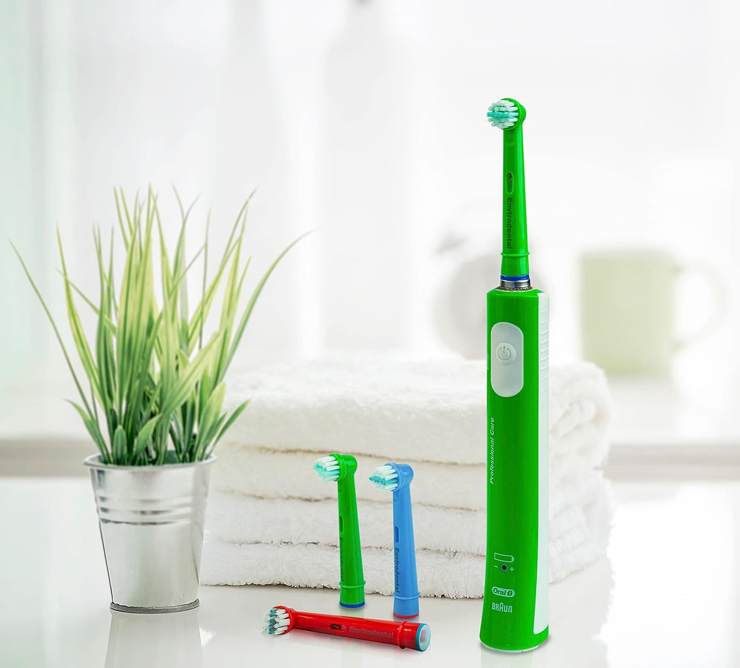 Eco Friendly Oral B Compatible Replacement Kids Toothbrush Heads by  - Fully Recyclable Colourful Pack of 8 Brushes - with Soft Bristles for Kids - for Electric Toothbrushes