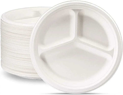 White Bagasse Food Disposable Party Paper Plates Biodegradable 100% Compostable