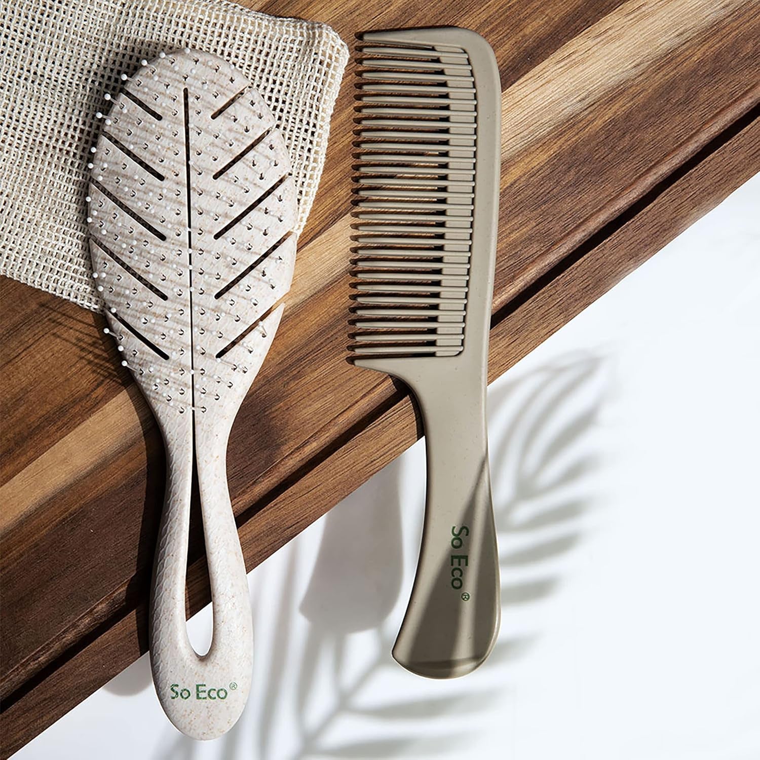 Blow Dry Hair Set – Biodegradable Vented Hair Brush & Comb for Smooth, Frizz-Free Blow Dry, Vegan & Cruelty-Free Hair Tools