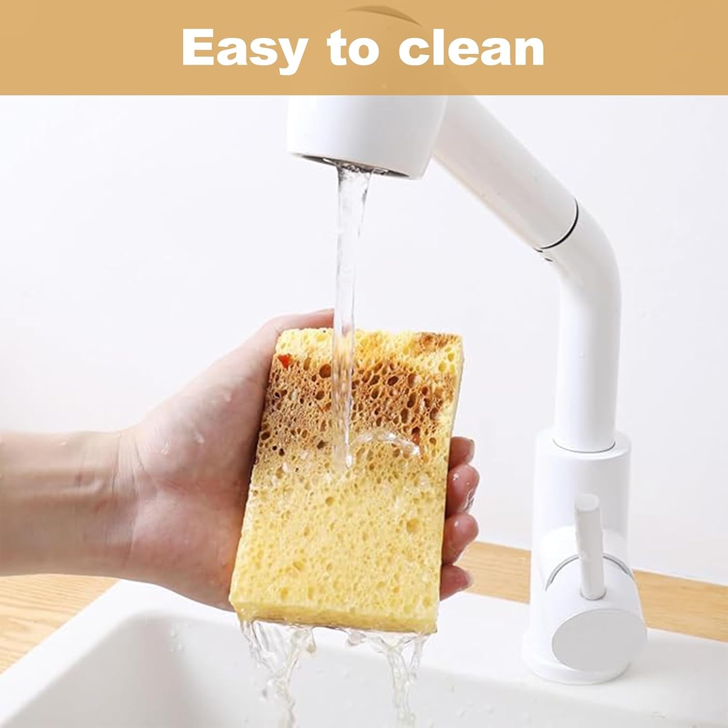 Eco Sponge Scourers Pack, 10Pcs Biodegradable Sponges, Plastic Free Washing up Pads Kitchen Cleaning Dish Pads Natural Biodegradable Scrubber Sponges for Heavy Duty Scrubbing