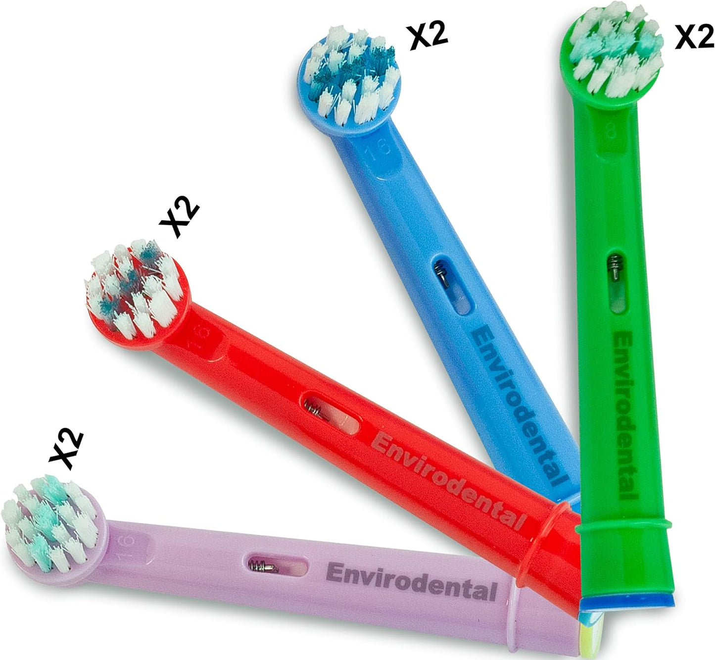 Eco Friendly Oral B Compatible Replacement Kids Toothbrush Heads by  - Fully Recyclable Colourful Pack of 8 Brushes - with Soft Bristles for Kids - for Electric Toothbrushes