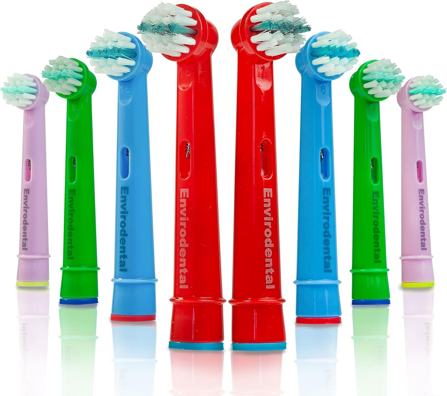 Eco Friendly Oral B Compatible Replacement Kids Toothbrush Heads by  - Fully Recyclable Colourful Pack of 8 Brushes - with Soft Bristles for Kids - for Electric Toothbrushes