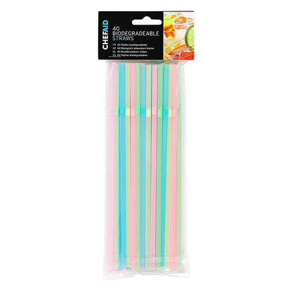 Chef Aid Biodegradable Straws - Assorted Colours - Choose Desired Quantity