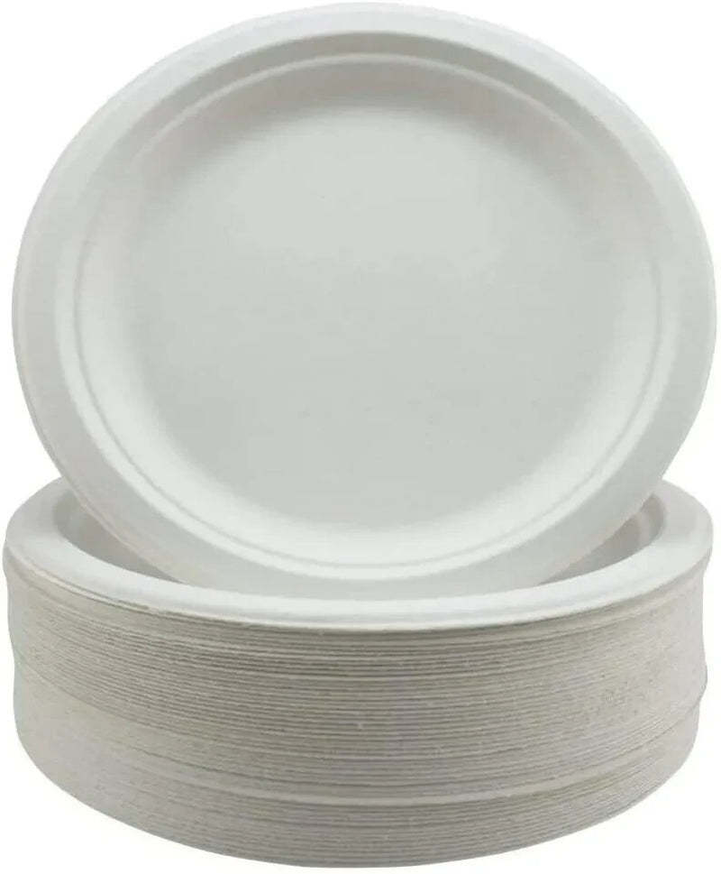 Super Rigid Strong Bagasse Paper Plates Disposable Party Plates Biodegradable