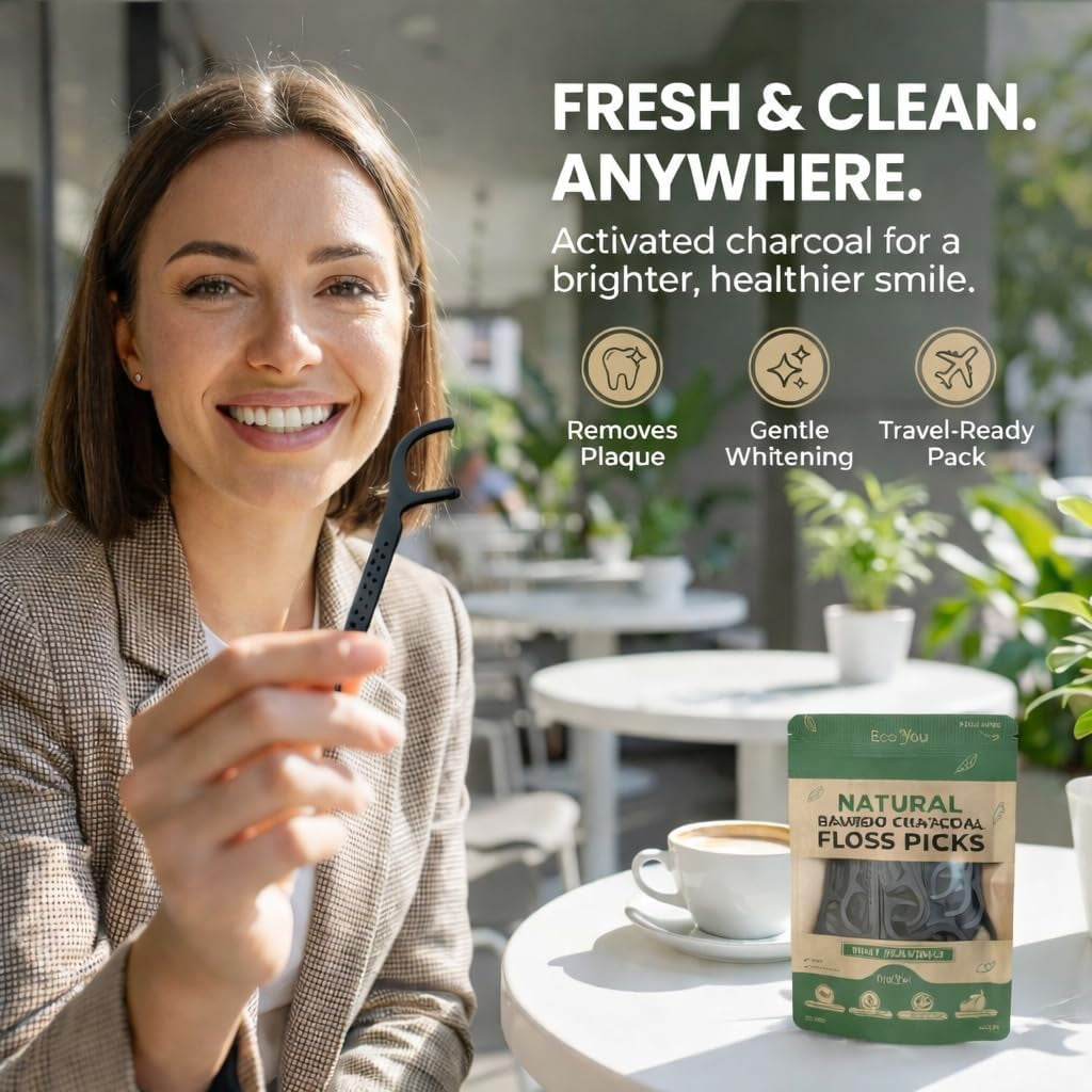 Biodegradable Floss Picks | 50 Count (1 Pack) | Mint Flavor, Candelilla Wax | Sustainable & Reusable | Vegan & Cruelty-Free | Eco Floss | Pfas Free