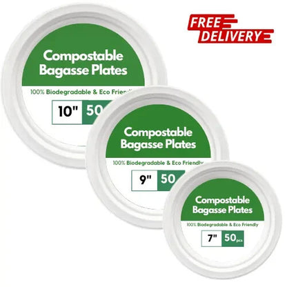 Super Rigid Strong Bagasse Paper Plates Disposable Party Plates Biodegradable