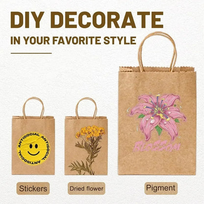 10PCS Kraft Paper Bags Reusable Grocery Shopping Gift Bags for Packaging Craft Gifts Wedding Business Retail Party Bags