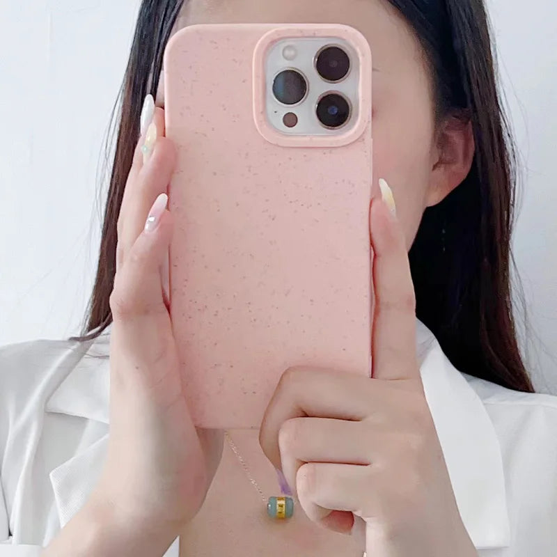 Environmentally Friendly and Biodegradable Wheat Phone Case for Iphone 16 15 14 13 11 12 Pro Max 17Air Soft Cover