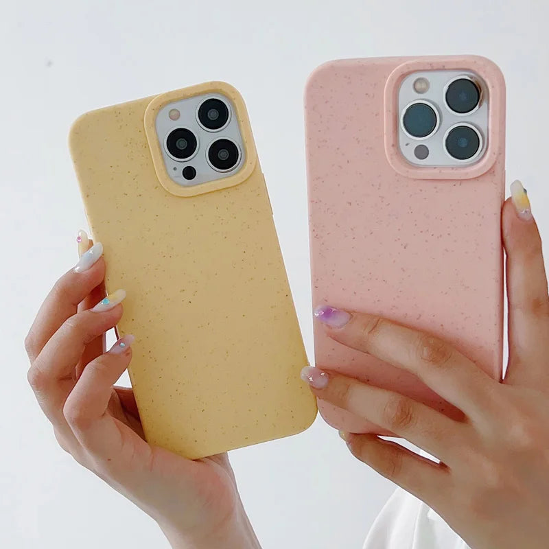 Environmentally Friendly and Biodegradable Wheat Phone Case for Iphone 16 15 14 13 11 12 Pro Max 17Air Soft Cover