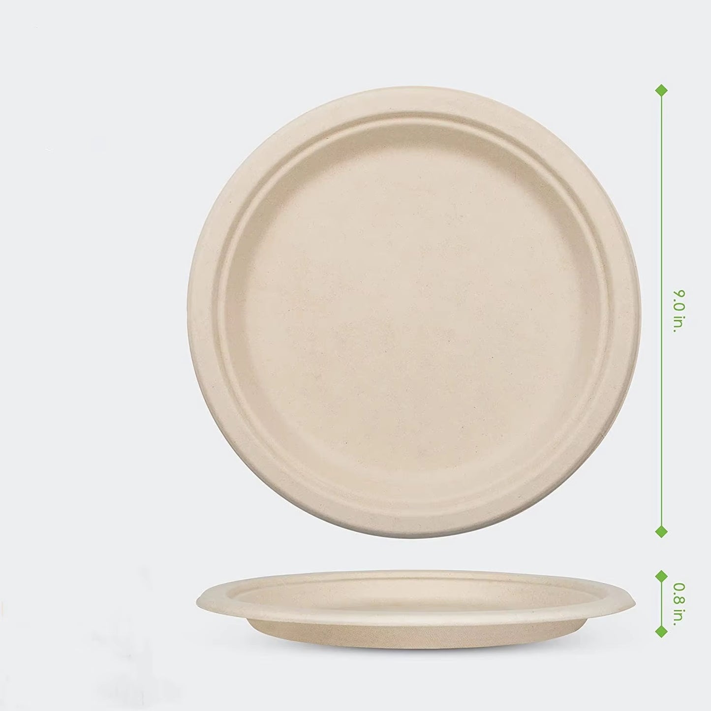 25-50Pack 9&7Inch Heavy-Duty Disposable Paper Plates100% Compostable Bagasse Natural Biodegradable Eco-Friendly Sugarcane Plates