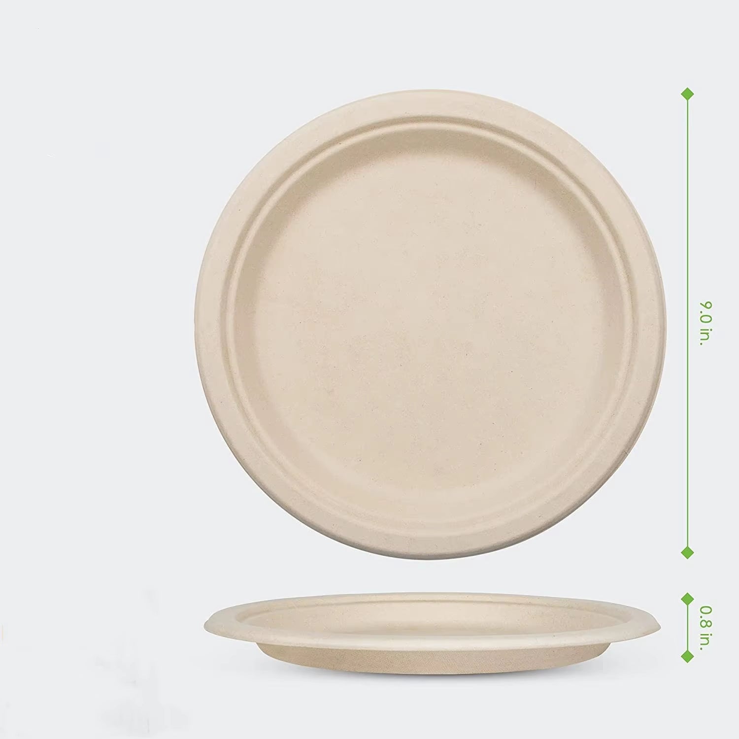 25-50Pack 9&7Inch Heavy-Duty Disposable Paper Plates100% Compostable Bagasse Natural Biodegradable Eco-Friendly Sugarcane Plates