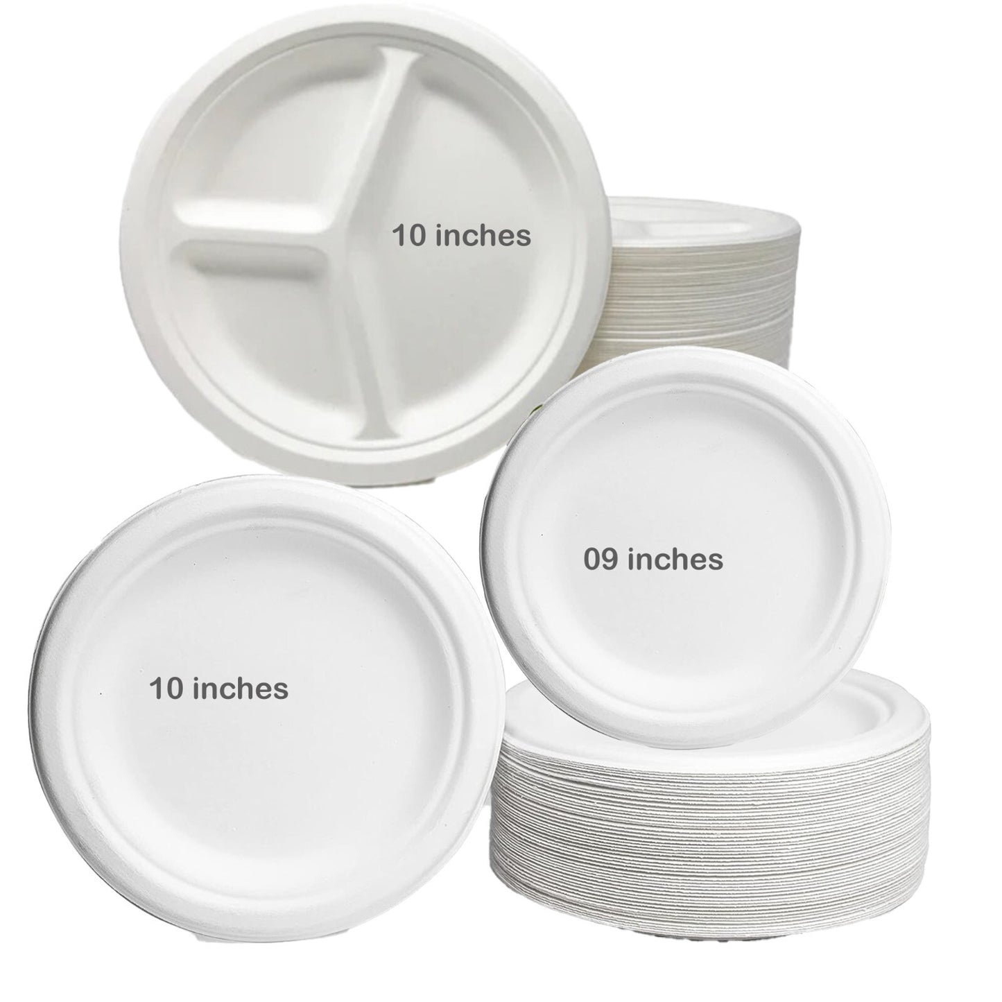White Bagasse Food Disposable Party Paper Plates Biodegradable 100% Compostable