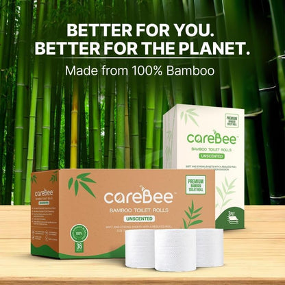 Bamboo Toilet Rolls | Unscented | 3-Ply | 100% Bamboo | Plastic-Free Packaging | 200 Sheets per Roll | Biodegradable, Compostable & Eco-Friendly | Vegan (6 Rolls)