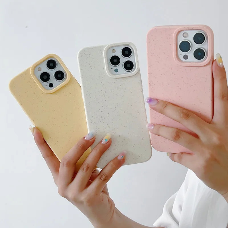 Environmentally Friendly and Biodegradable Wheat Phone Case for Iphone 16 15 14 13 11 12 Pro Max 17Air Soft Cover
