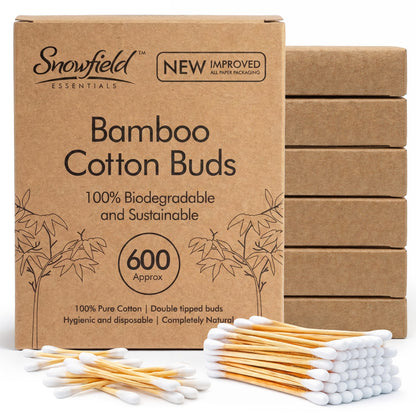 600 Bamboo Cotton Buds Wooden ECO Friendly Makeup Ear Swabs Biodegradable Vegan
