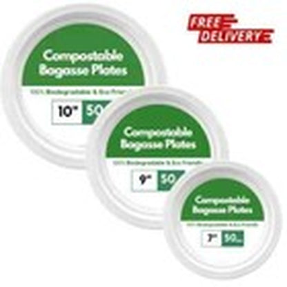 Super Rigid Strong Bagasse Paper Plates Disposable Party Plates Biodegradable