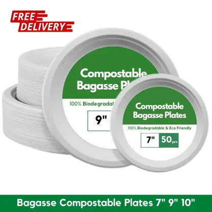 Super Rigid Strong Bagasse Paper Plates Disposable Party Plates Biodegradable