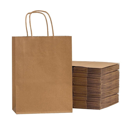 10PCS Kraft Paper Bags Reusable Grocery Shopping Gift Bags for Packaging Craft Gifts Wedding Business Retail Party Bags