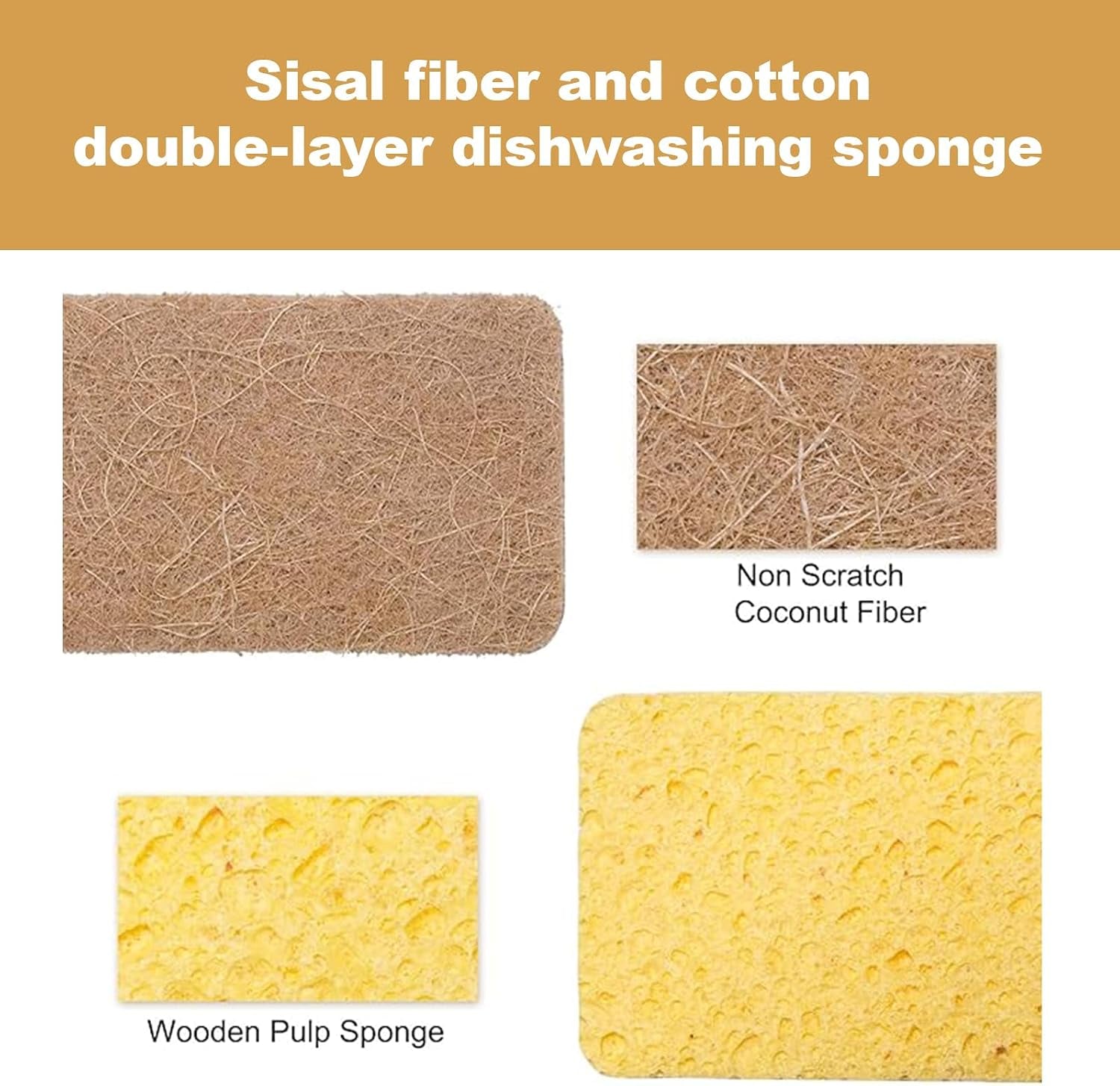 Eco Sponge Scourers Pack, 10Pcs Biodegradable Sponges, Plastic Free Washing up Pads Kitchen Cleaning Dish Pads Natural Biodegradable Scrubber Sponges for Heavy Duty Scrubbing