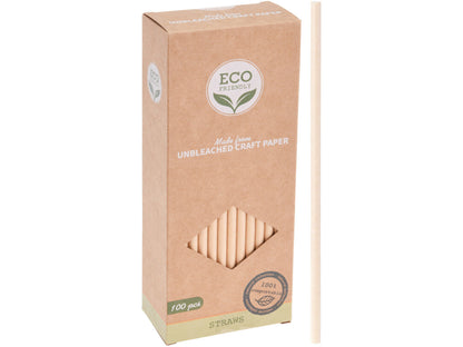 Kraft Paper Drinking Straws Brown Party Wedding Strong Thick Straw Full Size Eco