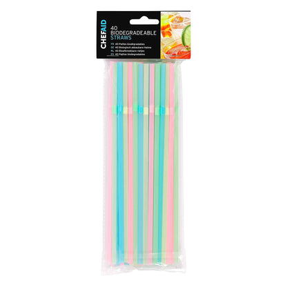 Chef Aid Biodegradable Straws - Assorted Colours - Choose Desired Quantity